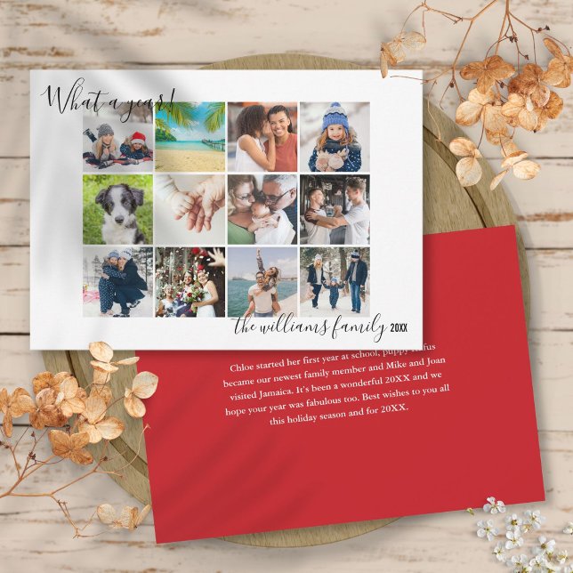 What A Year In Review 12 Photo Collage Christmas Holiday Card (What A Year In Review 12 Photo Collage Christmas Holiday Card)