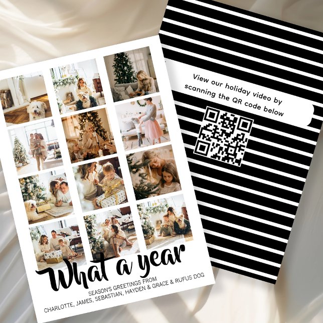 What a Year Interactive Christmas Personalised Holiday Card (What a Year Interactive Christmas Personalized Holiday Card by Ricaso. Scan QR code for message etc)