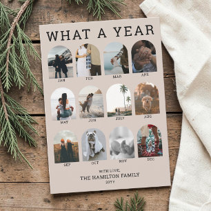 What a Year Modern Brown Photo Collage Christmas Holiday Card
