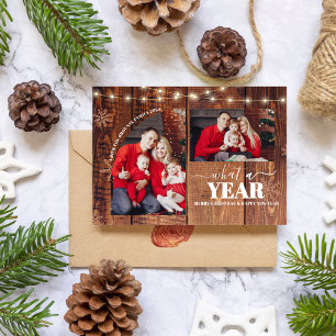 What a Year Multi Photo Collage Christmas Rustic Card