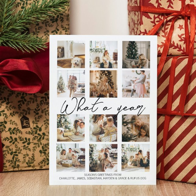 What a Year Photo Christmas Personalised Holiday Card (What a Year Photo Christmas Personalized Holiday Card by Ricaso. Add 9 photographs and own message)