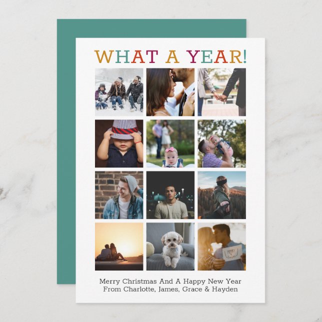 What A Year Photo Christmas Year In Review Card (Front/Back)