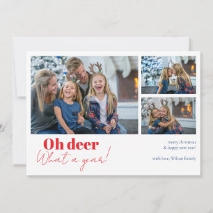 What a year Red 3 photos Christmas  Holiday Card