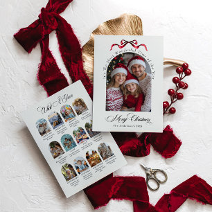 What a Year Red Bow Year in Review Family Photo Holiday Card