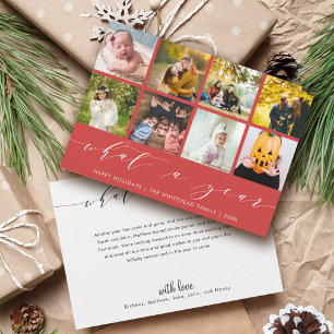 What a Year Red Happy Holidays Photo Collage Holiday Card