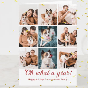 What A Year Review Christmas Family Photo Collage  Card