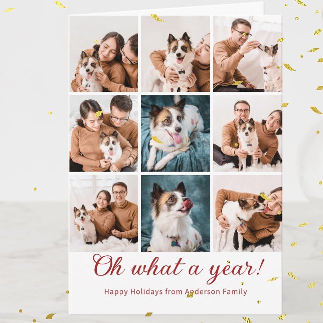 What A Year Review Christmas Family Photo Collage  Card (Creator Uploaded)