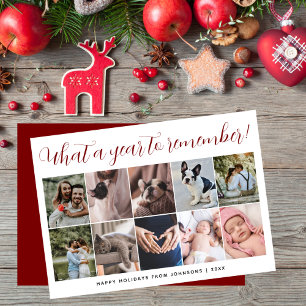 What a Year Script 10 Photo Collage Christmas Holiday Card