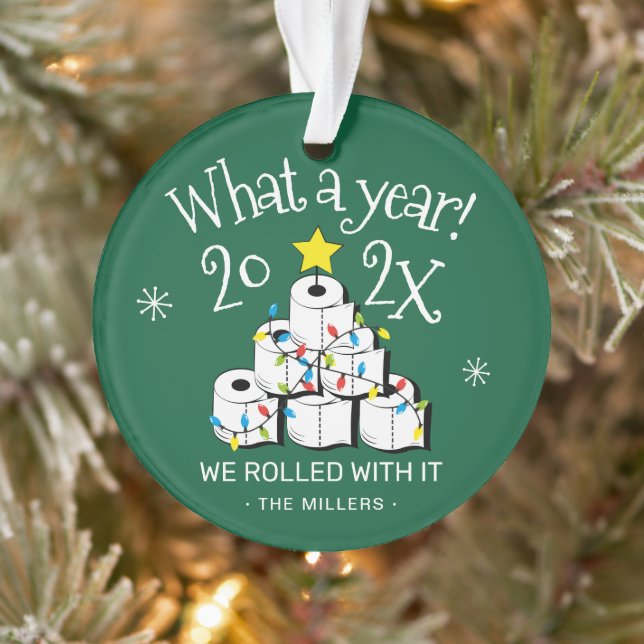 What A Year We Rolled With It Family Photo Ornament (Tree)