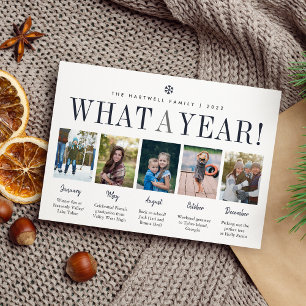What a Year Year in Review 5 Photo Collage Holiday Card