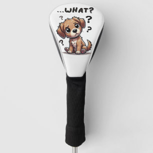 “…what?” Adorable Confused Cartoon Puppy Golf Head Cover