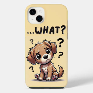 “…what?” Adorable Confused Cartoon Puppy iPhone 14 Plus Case