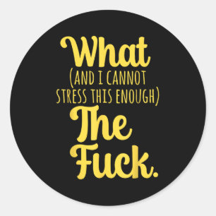 What And I Cannot Stress This Enough The F Funny S Classic Round Sticker