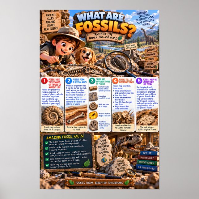 What Are Fossils Infographic Poster (Front)