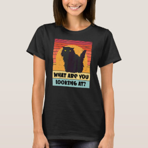 What Are You Looking At  Vintage Black Fat Cat Sun T-Shirt