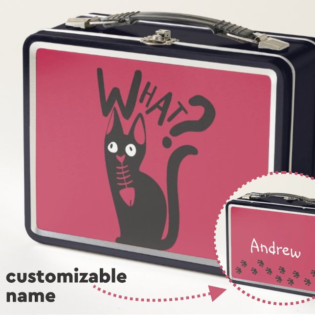 WHAT? Black Cat Customisable Metal Lunch Box (Creator Uploaded)