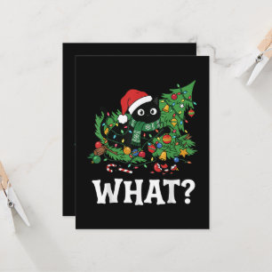 What Black Cat Funny Christmas Tree Invitation