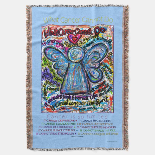 What Cancer Cannot Do Angel Poem Art Throw Blanket (Front Vertical)