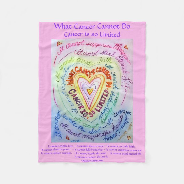 What Cancer Cannot Do Heart Fleece Chemo Blanket (Front)