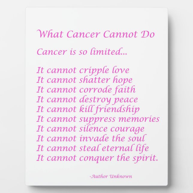 What Cancer Cannot Do Inspirational Poem Plaque (Front)