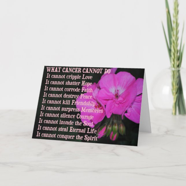 What Cancer Cannot Do Pink Geranium Flower Card (Front)