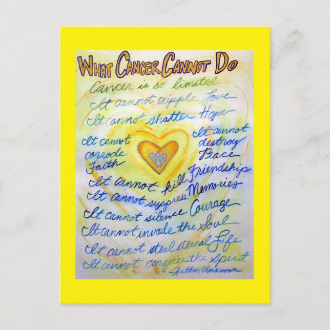 What Cancer Cannot Do Poem Angel Art Postcards (Front)