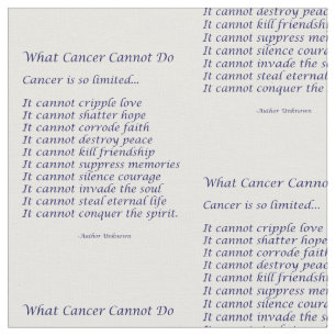 What Cancer Cannot Do Poem Fabric inspire Material