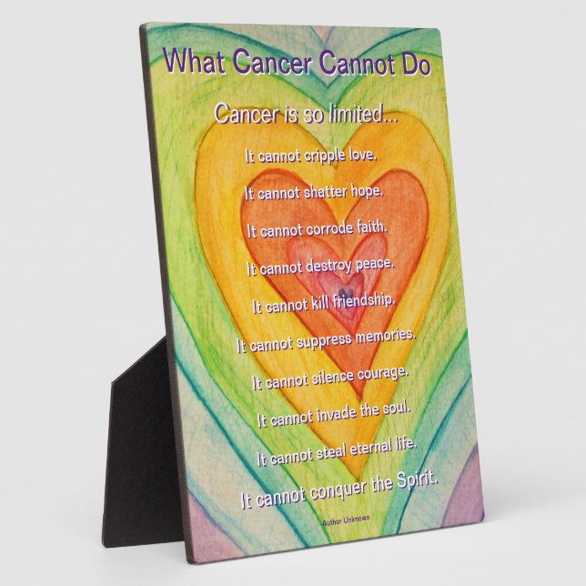 What Cancer Cannot Do Poem Heart Art Print Plaque (Side)