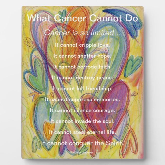 What Cancer Cannot Do Poem Heart Art Print Plaque (Front)