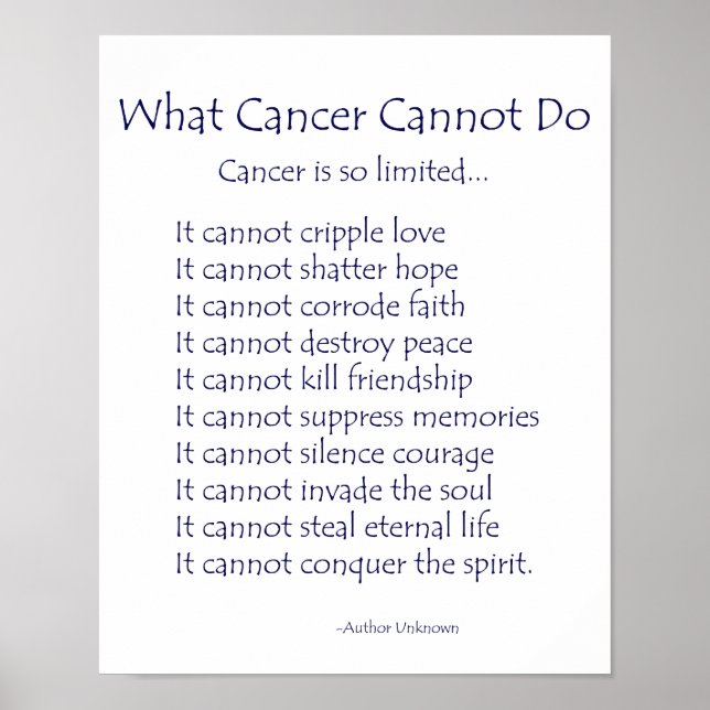 What Cancer Cannot Do Poem Poster Print (Front)