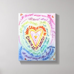 What Cancer Cannot Do Rainbow Heart Painting Canvas Print
