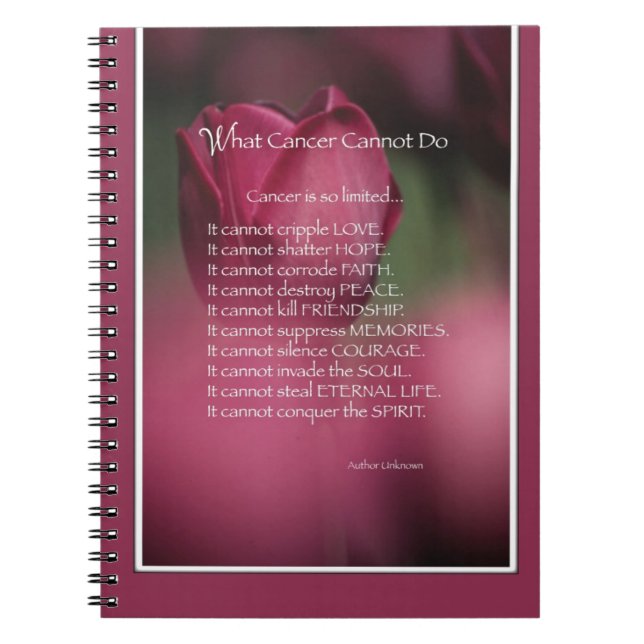 What Cancer Cannot Do, Support and Encouragement Notebook (Front)