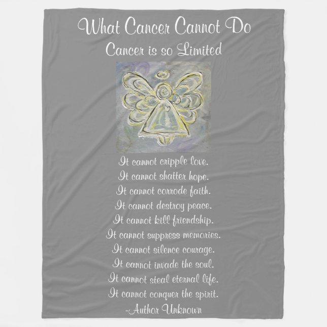 What Cancer Cannot Do White Angel Chemo Blanket (Front)