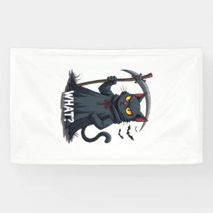 What Cat Black Cat Halloween Scary Cat Angry Cat F Banner