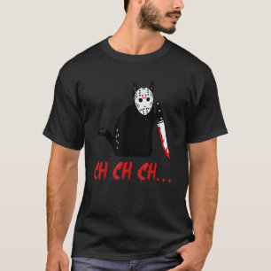 What Cat Chchch Black Cat With Bloody Knife Hallow T-Shirt