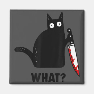 What cat murder with knife horror cat halloween magnet