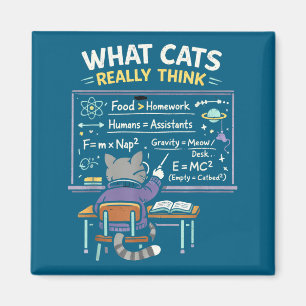 What Cats Really Think Physics Graphic Art Magnet