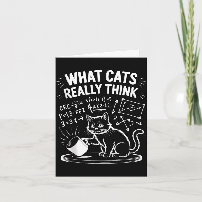 What cats think funny cat meme physics humour tank card (Front)