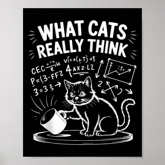 What cats think funny cat meme physics humour tank poster (Front)