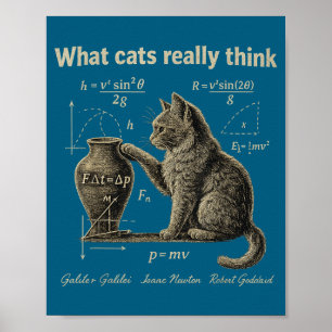 What cats think funny science cat vintage physics poster