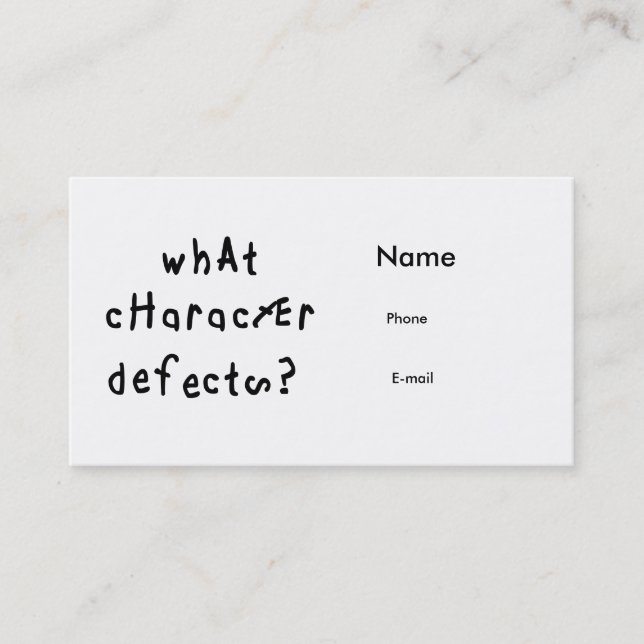 What Character Defects Calling Card (Front)
