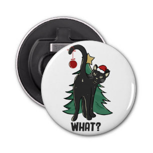 What? Christmas Black Cat Holiday Design Bottle Opener