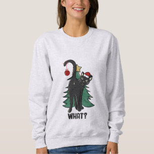 What? Christmas Black Cat Holiday Design Sweatshirt