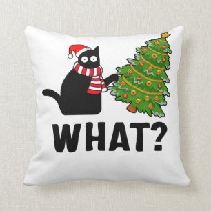 What Christmas Tree Funny Black Cat Cushion