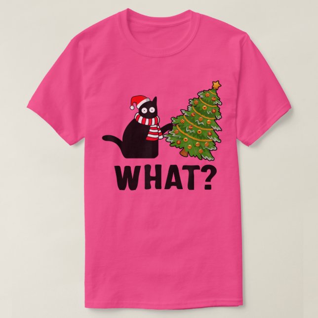 What Christmas Tree Funny Black Cat  T-Shirt (Design Front)