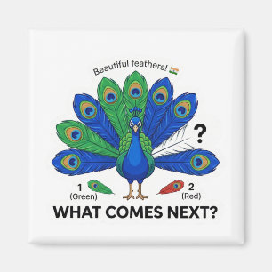 What Comes Next? Peacock India Pattern Logic Magnet