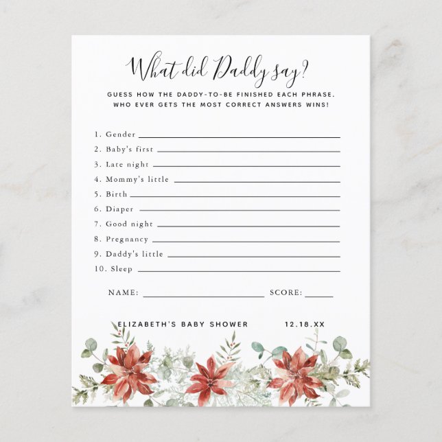 What Did Daddy Say | Baby Shower Game (Front)