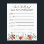 What Did Daddy Say | Baby Shower Game<br><div class="desc">This baby shower game card features beautiful soft watercolor winter florals in shades of red and white that are balanced with lush greenery, making it a warm and airy palette. Change background colour or add graphics to match your shower theme. Need coordinating graphics please contact me for a custom order....</div>