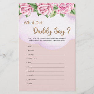 What Did Daddy Say Teddy Bear Girl Baby Shower 