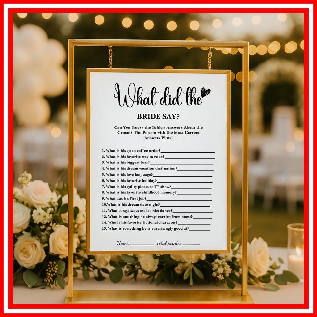What Did The Bride Say Bridal Shower Game Elegant  (Creator Uploaded)